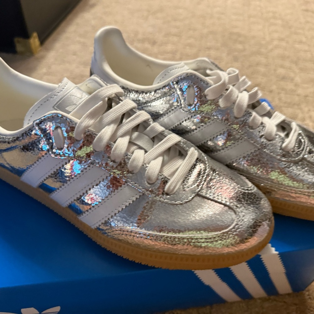 Adidas Silver and White Athletic Shoes with Classic Design WORN ONCE